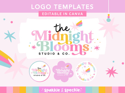 Editable Retro Rainbow Logo Kit Template