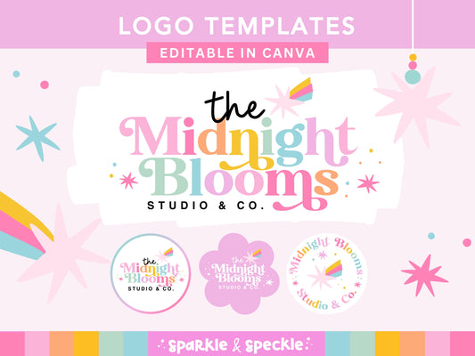 Editable Retro Rainbow Logo Kit Template