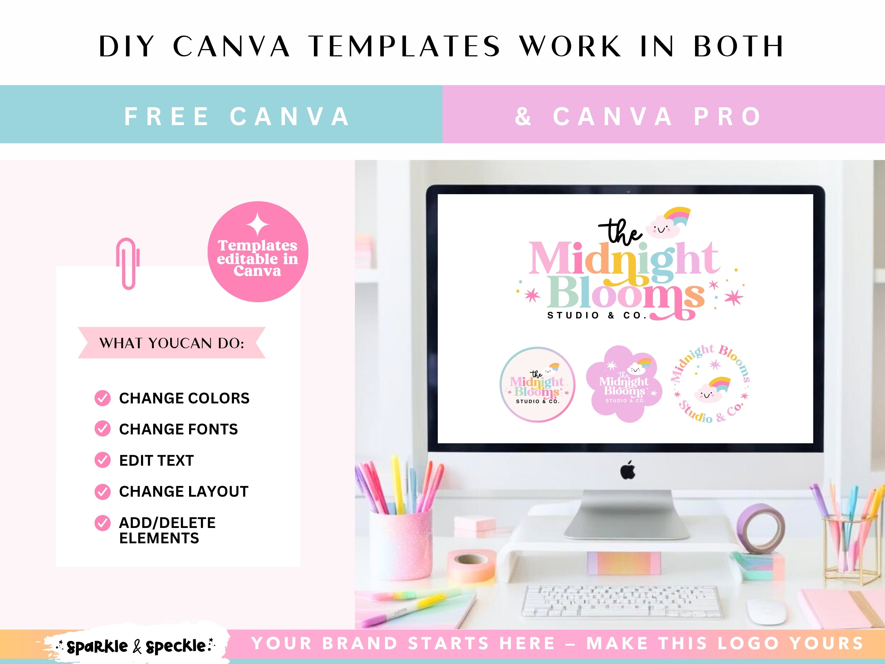 Editable Retro Rainbow Logo Kit Template