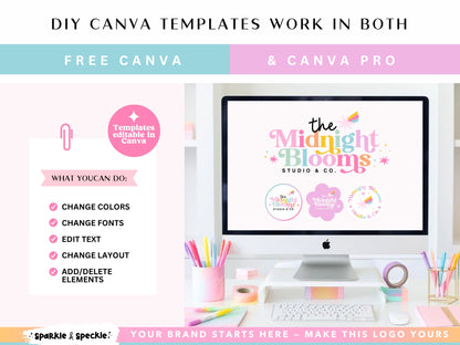 Editable Retro Rainbow Logo Kit Template