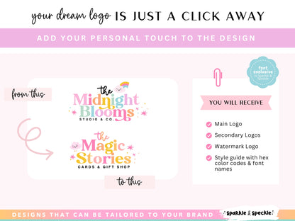 Editable Retro Rainbow Logo Kit Template