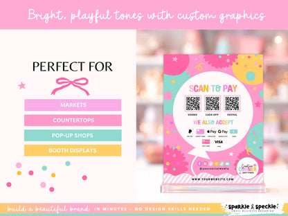 Vibrant QR Code Payment Sign Canva Template