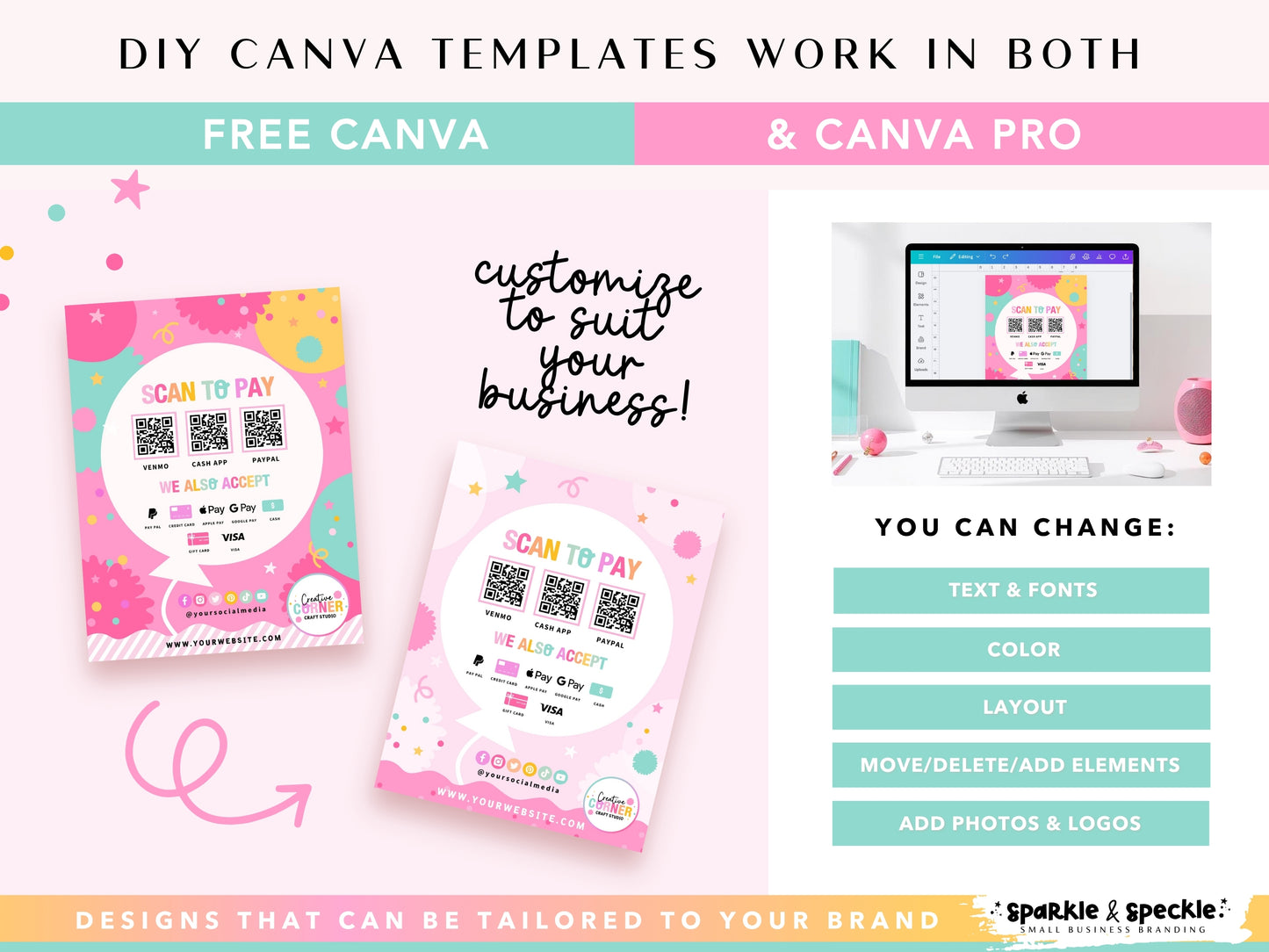 Vibrant QR Code Payment Sign Canva Template