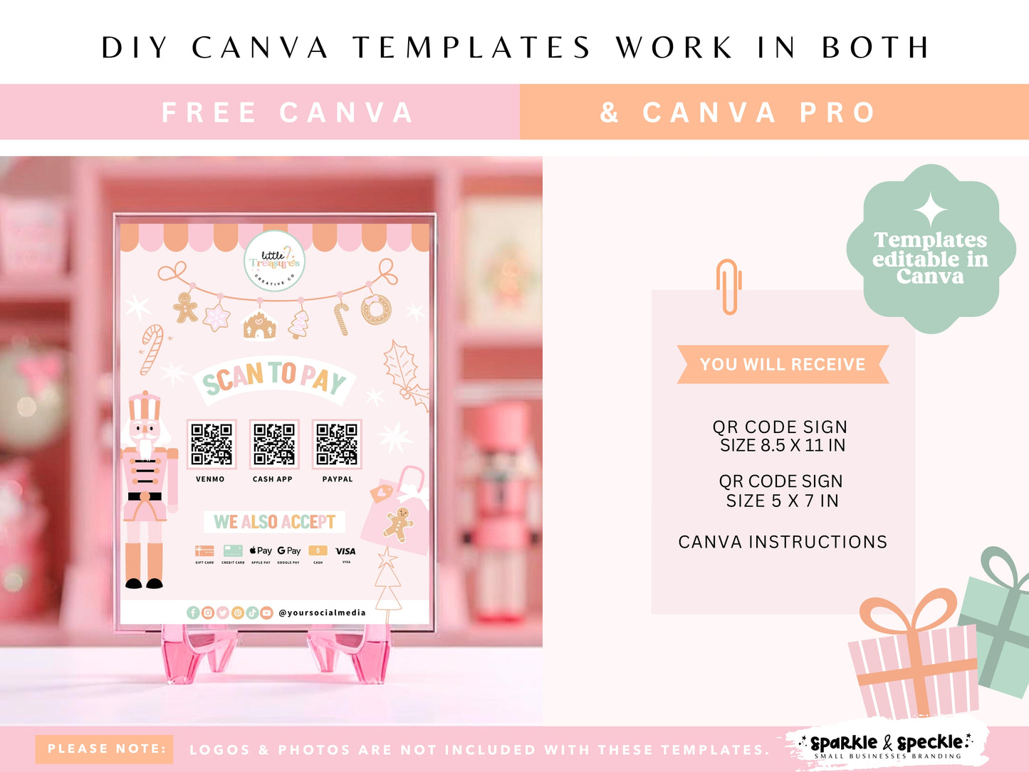 Christmas QR Code Payment Sign Canva Template