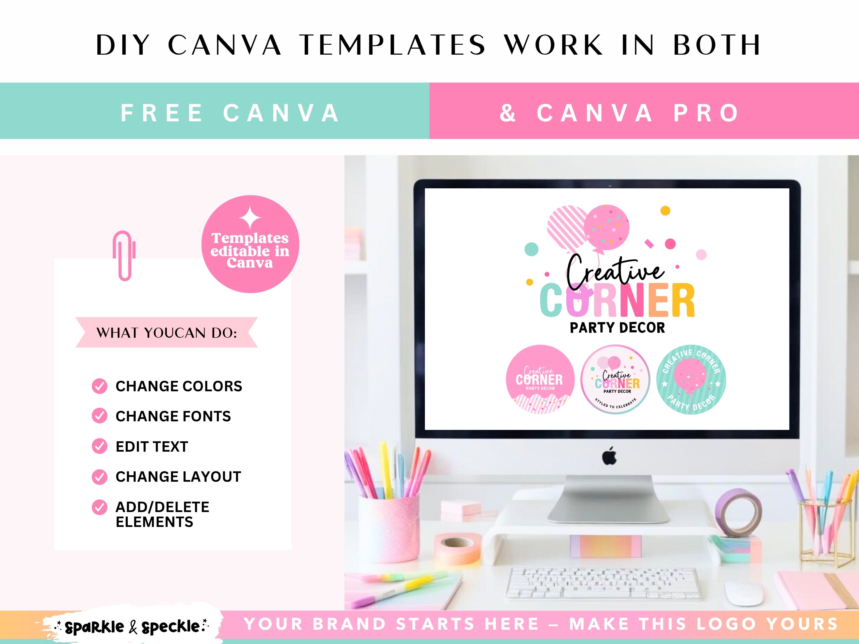 Party Balloon Logo Template Canva