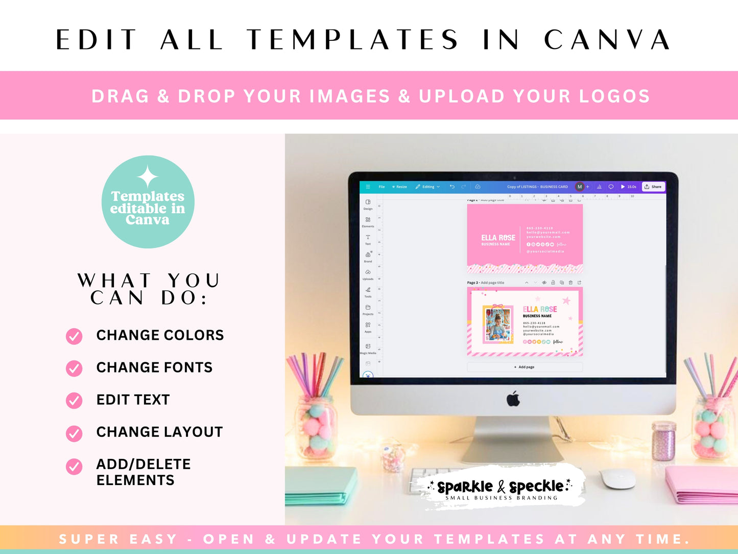 Vibrant Pastel Rainbow Business Card Template