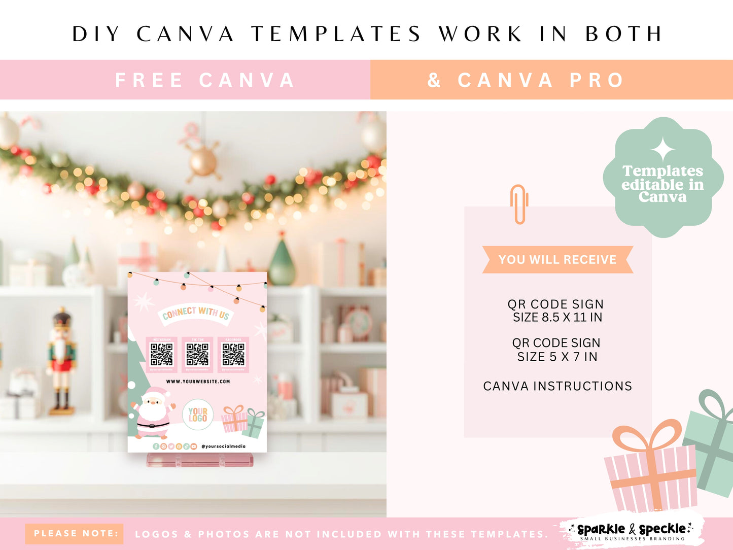 Christmas QR Code Social Sign Template