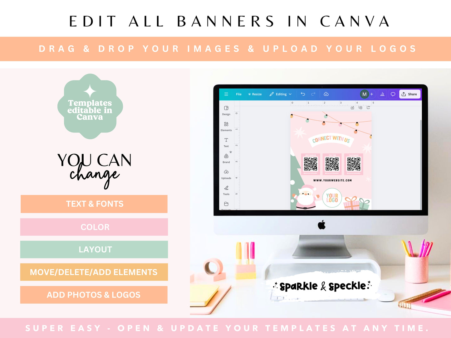 Christmas QR Code Social Sign Template