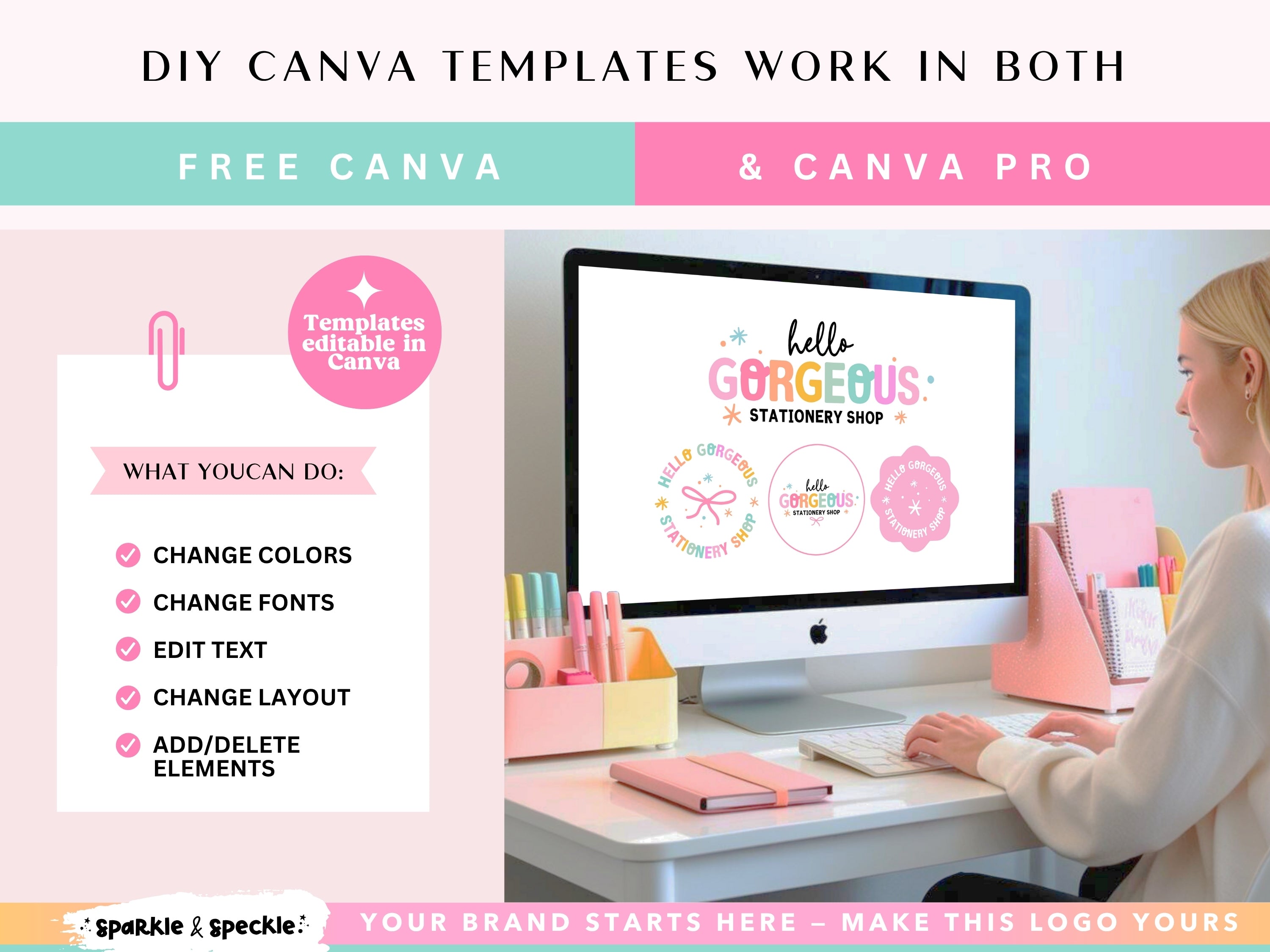 Rainbow Craft Bow Logo Template