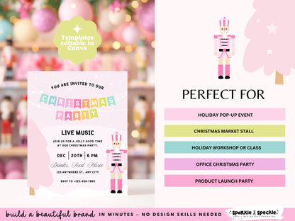 Pastel Christmas Card Party Invite Template