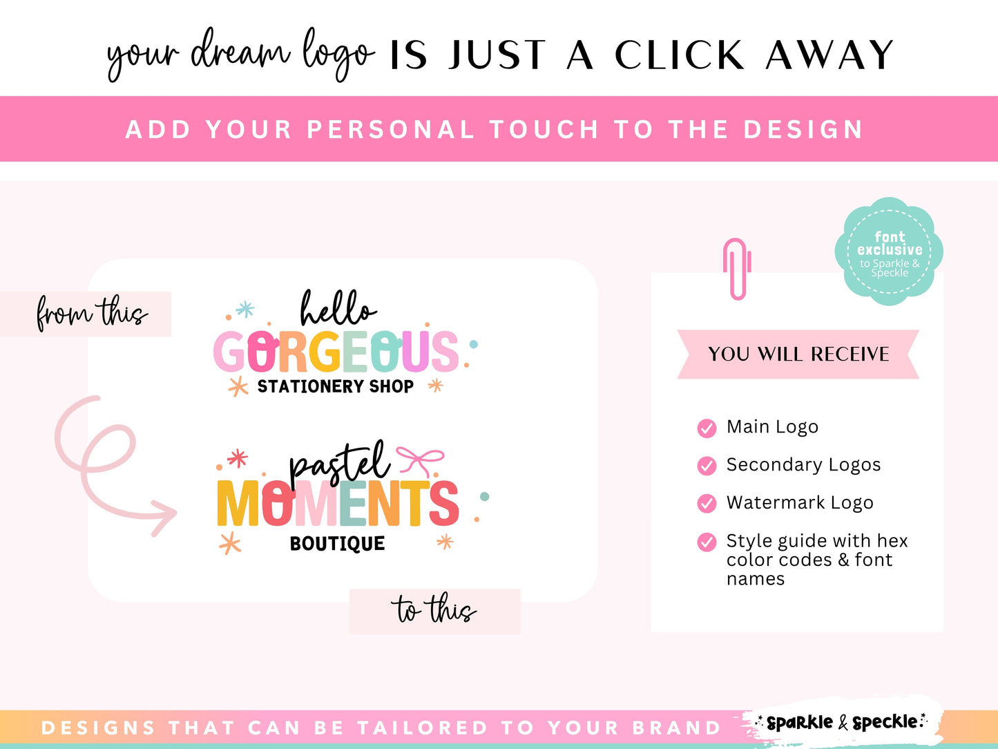 Playful Editable Rainbow Bow Logo Template