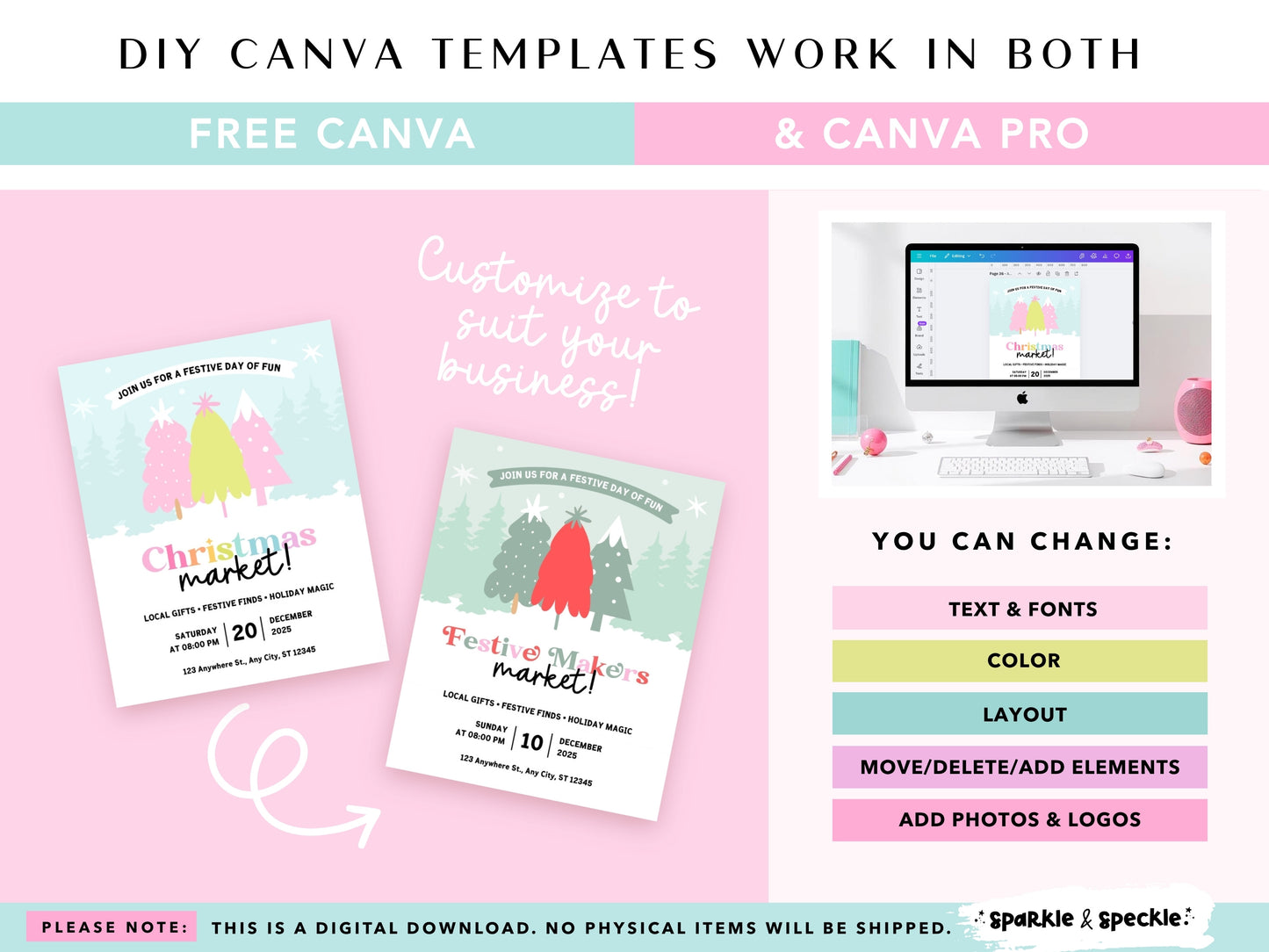 Pastel Christmas Market Flyer Template