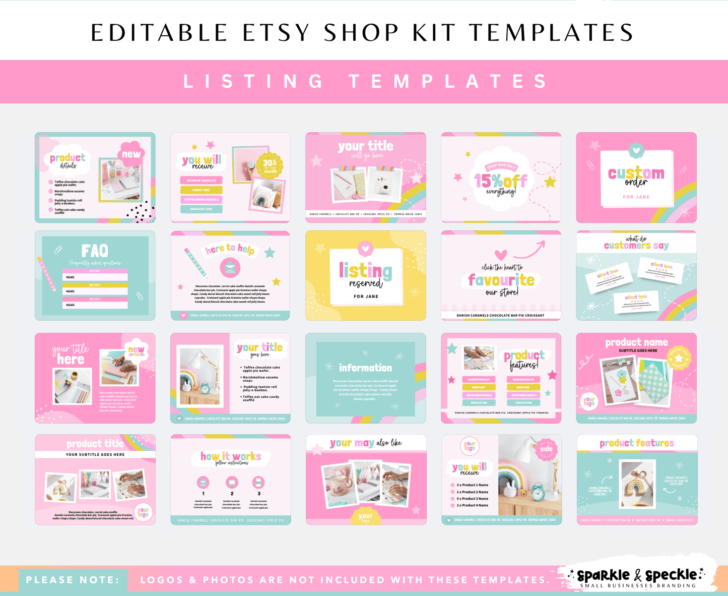 Pastel Etsy Shop Kit Templates for Stationery Shops
