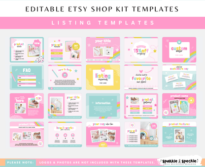 Pastel Etsy Shop Kit Templates for Stationery Shops