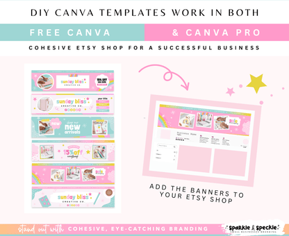 Pastel Etsy Shop Kit Templates for Stationery Shops