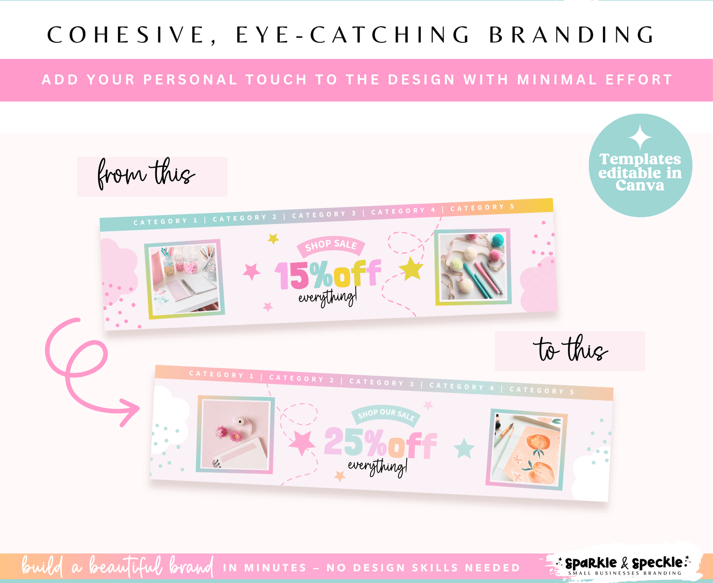 Pastel Etsy Shop Kit Templates for Stationery Shops