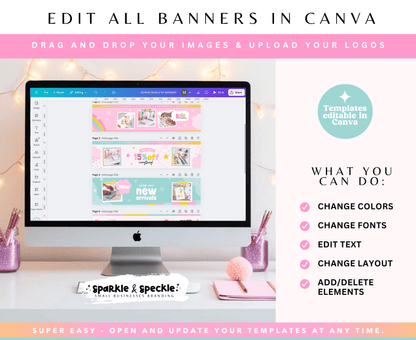 Pastel Etsy Shop Kit Templates for Stationery Shops