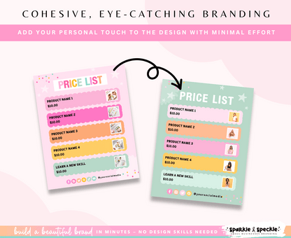 Hello Gorgeous Price List Templates