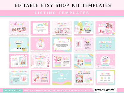 Pastel Christmas Etsy Shop Kit Templates