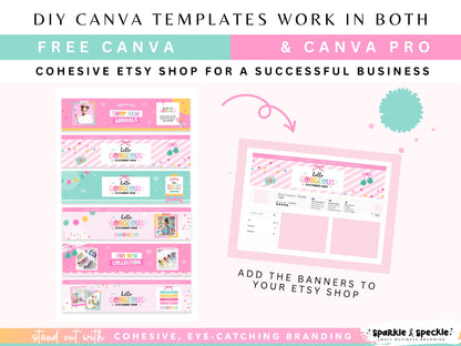 Craft Etsy Shop Kit featuring Etsy banners, listing templates, thank you cards, shop icons, and order receipt templates editable in Canva.