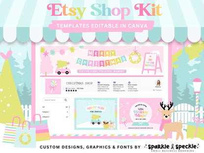 Pastel Christmas Etsy Shop Kit Templates
