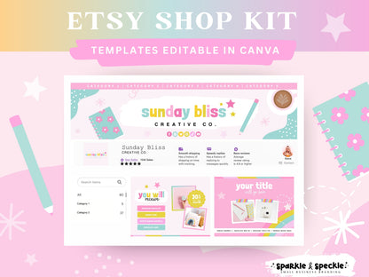 Pastel Etsy Shop Kit Templates for Stationery Shops