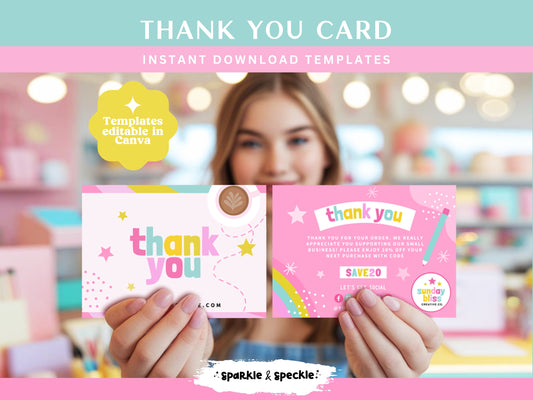 Pink Thank You Card Template