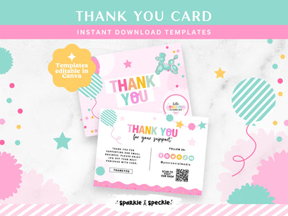 Party Colorful Thank You Card Template