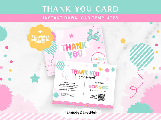 Party Colorful Thank You Card Template