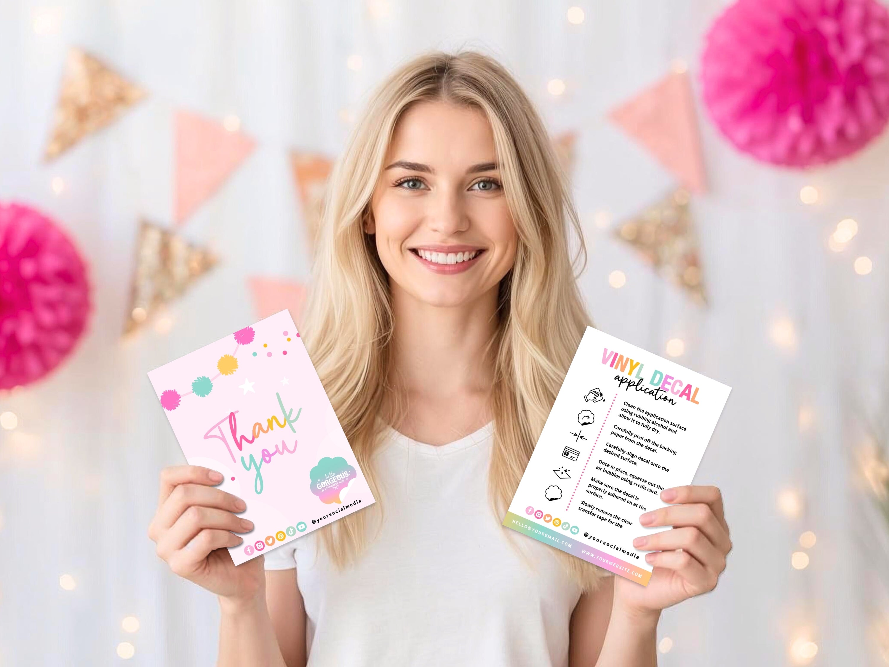 Colorful Vinyl Decal Application Instructions Card