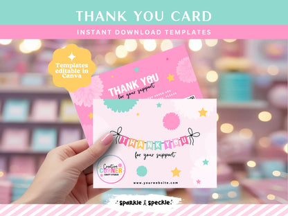 Pink Party Thank You Card Template
