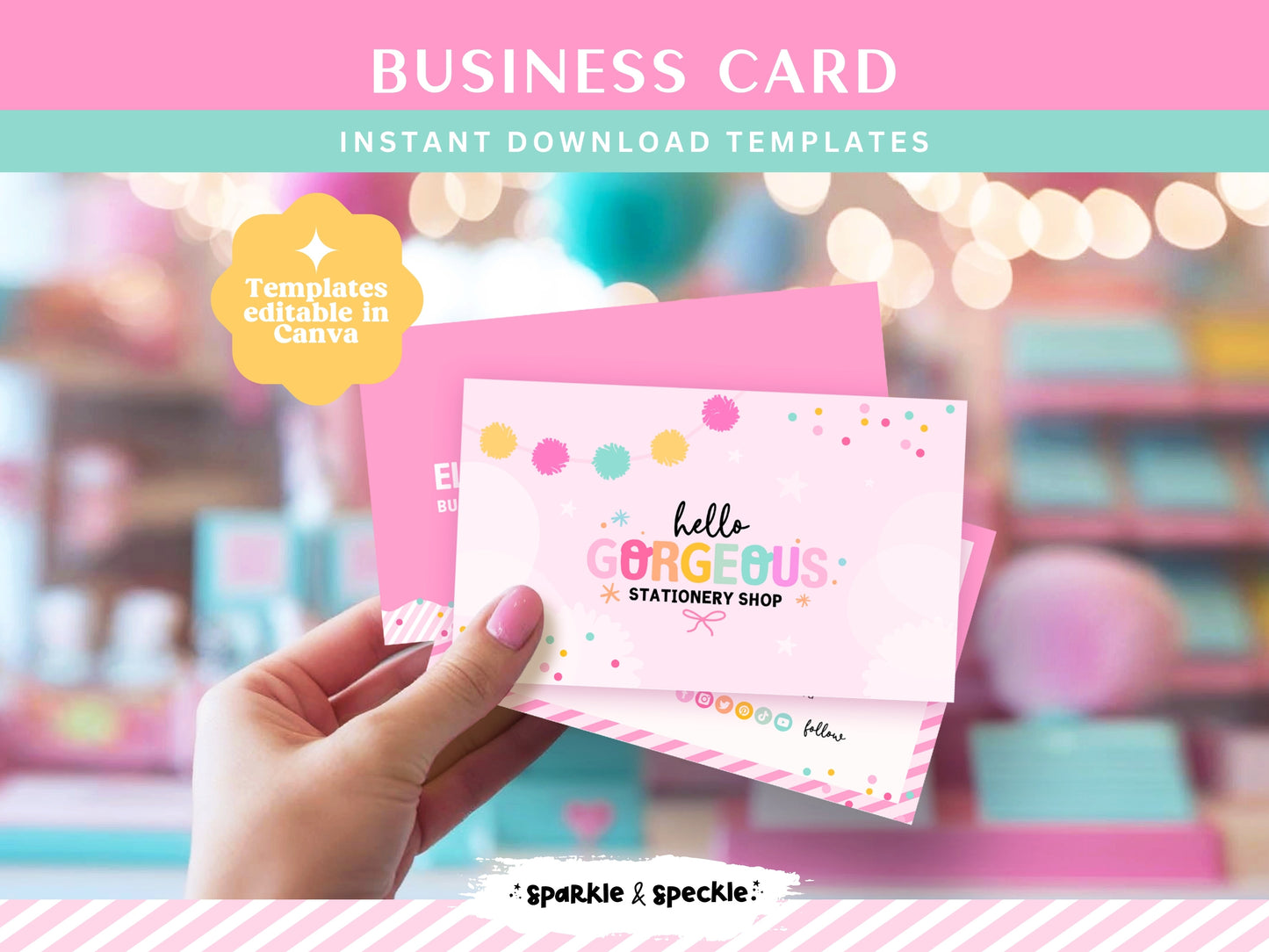 Vibrant Pastel Rainbow Business Card Template