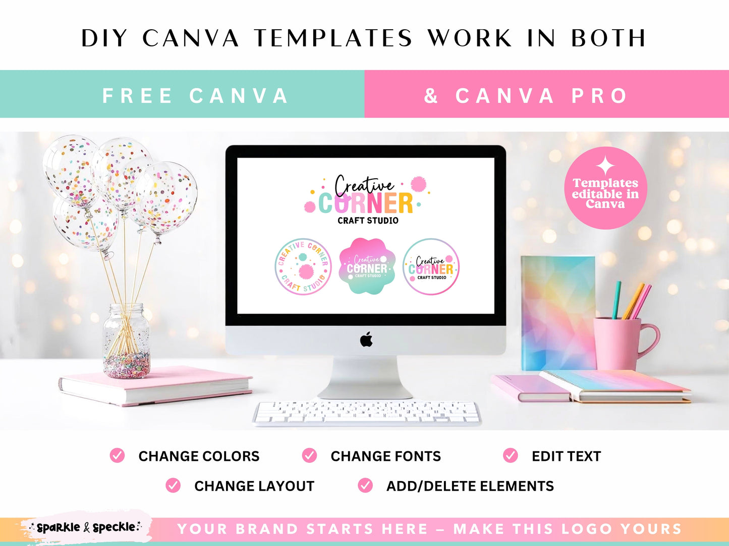 Party Balloon Logo Template Canva