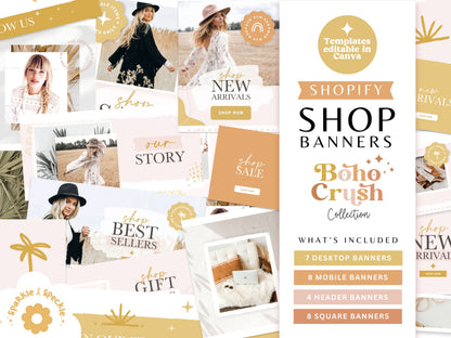 Boho Shop Banners for Shopify -  Mustard & Blush Pink