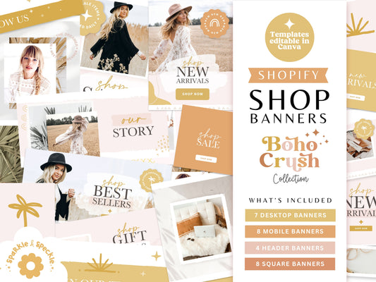 Boho Shop Banners for Shopify -  Mustard & Blush Pink