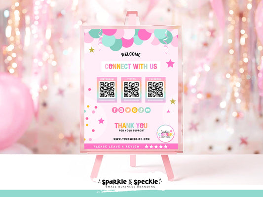 Party Theme Social Media QR Code Sign Template