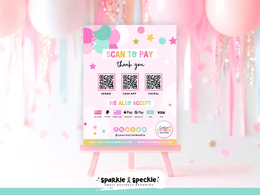 Party Theme Scan to Pay Sign