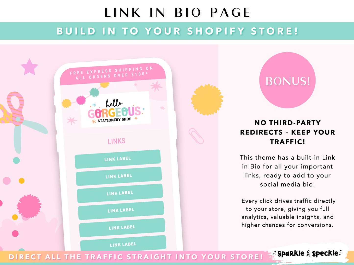 Explore the built-in Link in Bio page included with this Craft Shopify Theme. Send social media visitors directly to your Shopify store without relying on third-party link tools, making it easy to showcase important pages, collections, and products while keeping all your traffic in one place.