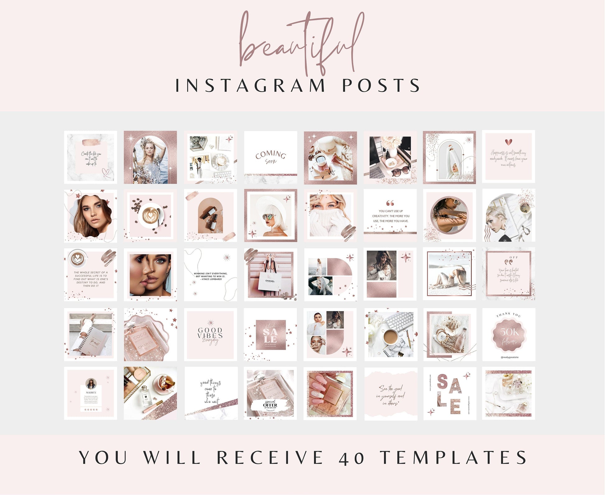 ROSE GOLD & PINK INSTAGRAM POSTS TEMPLATES