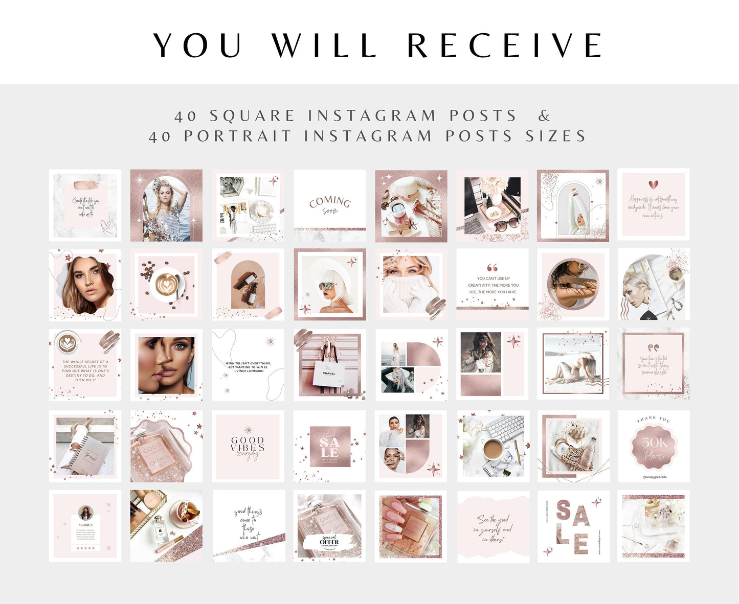 ROSE GOLD & PINK INSTAGRAM BUNDLE TEMPLATES