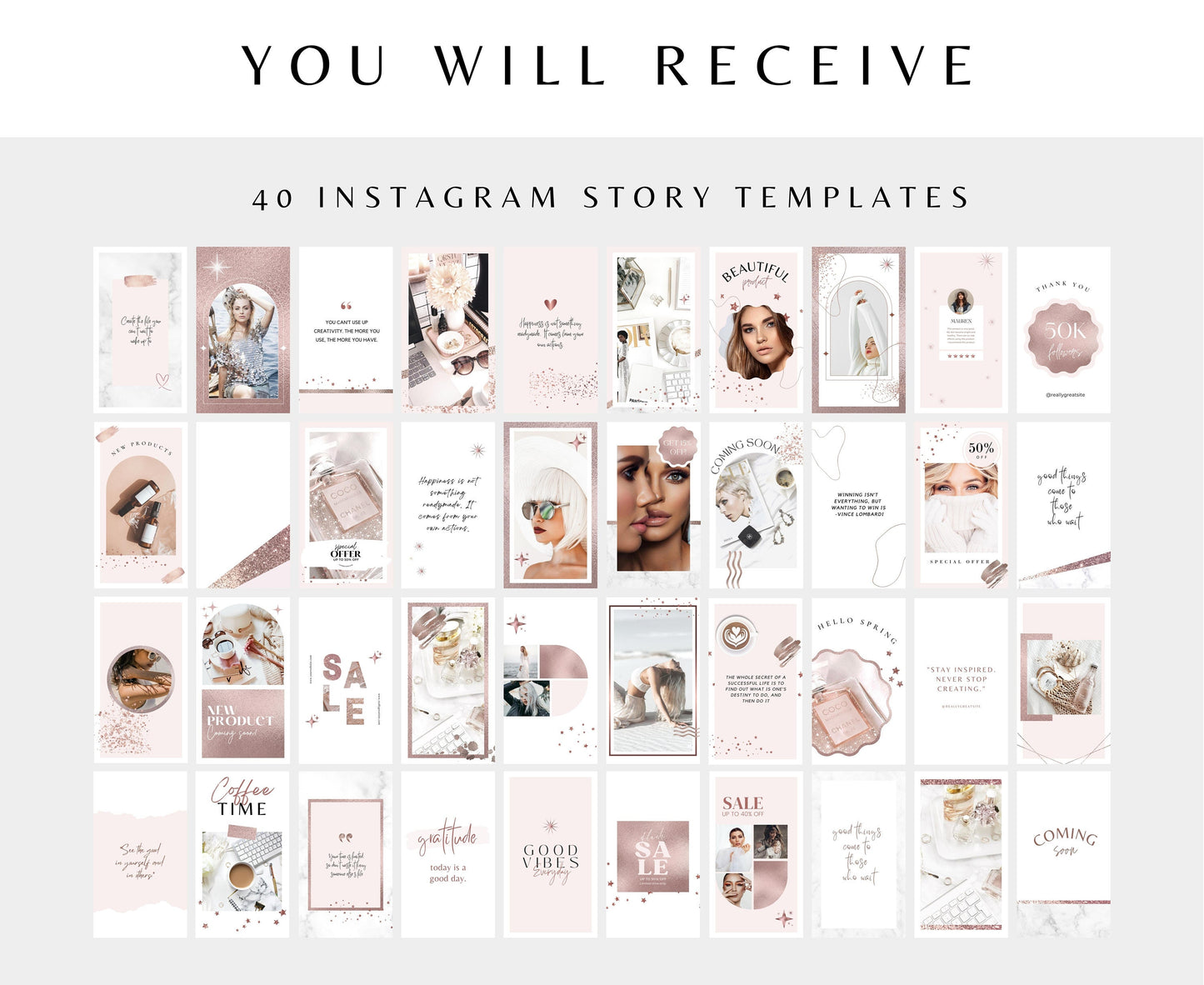 ROSE GOLD & PINK INSTAGRAM BUNDLE TEMPLATES