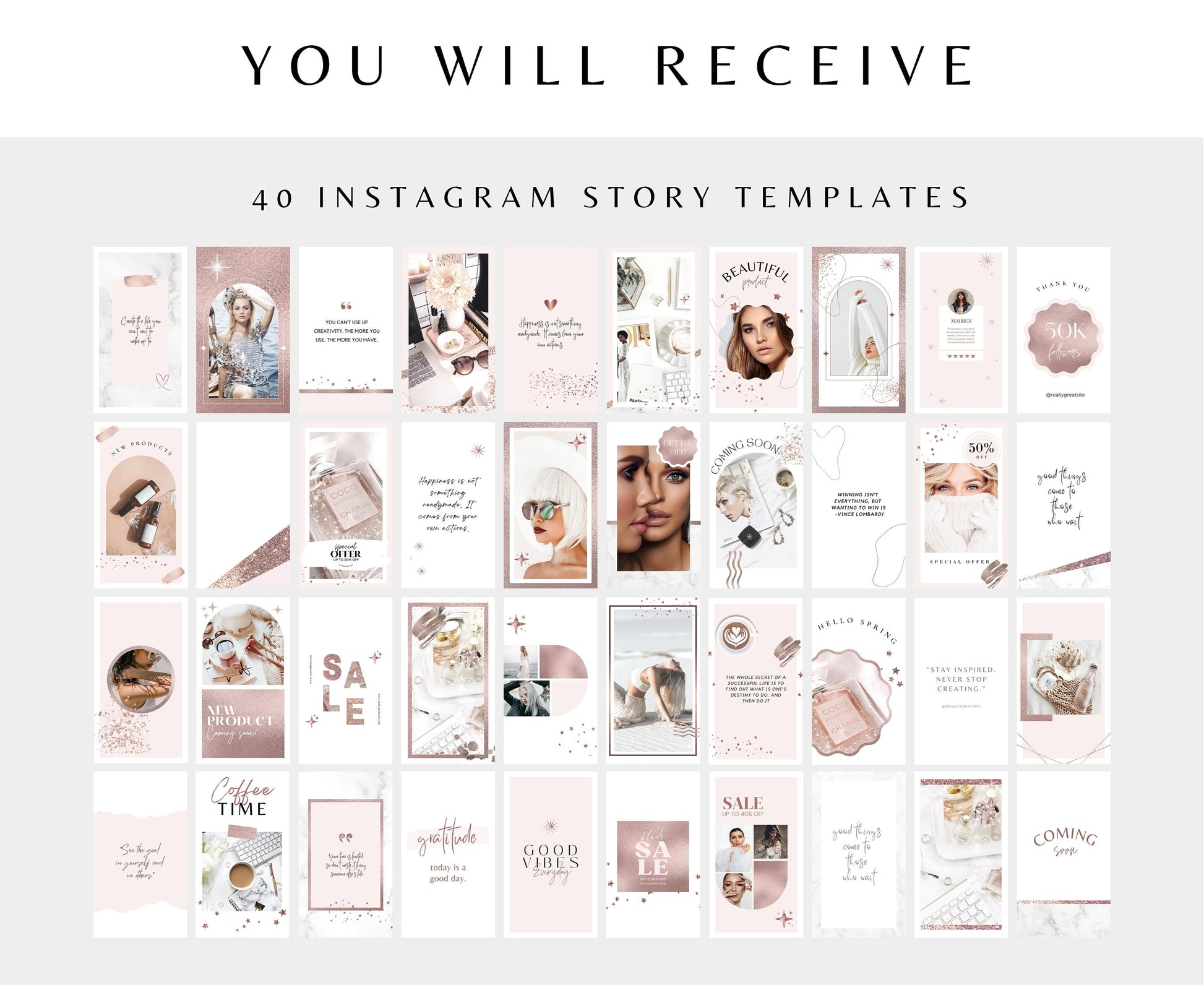 ROSE GOLD & PINK INSTAGRAM BUNDLE TEMPLATES