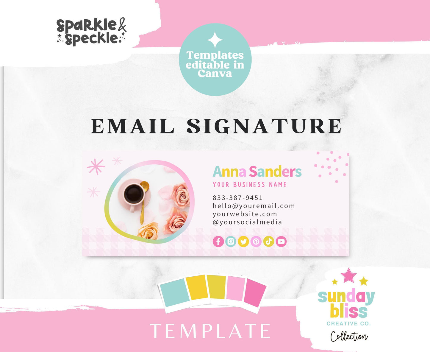 Our fun, colorful aesthetic email signatures are designed to make your communications stand out effortlessly. With user-friendly, customizable templates, you can easily personalize your email signature to match your brand’s style.