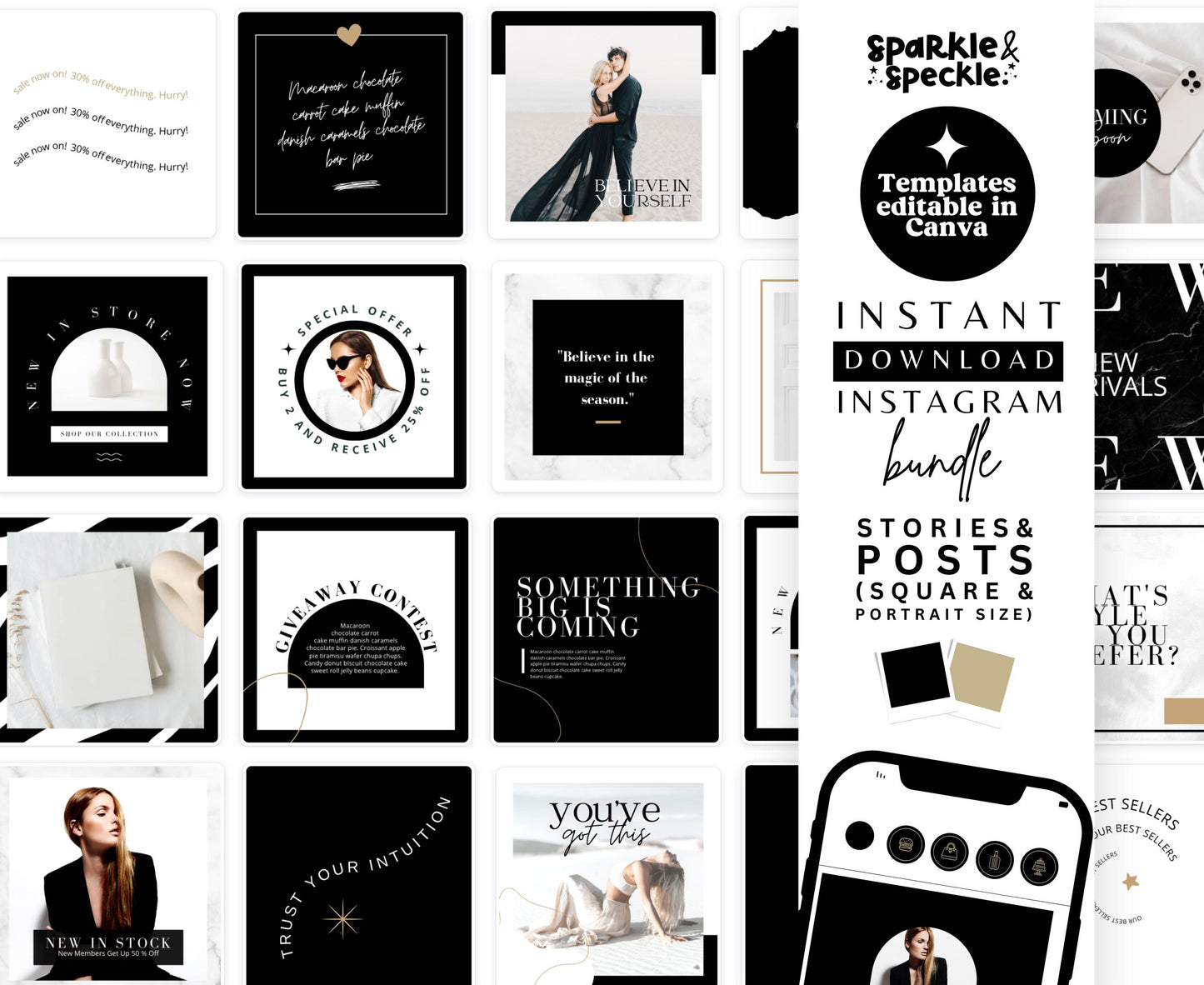 BLACK & GOLD INSTAGRAM BUNDLE TEMPLATES