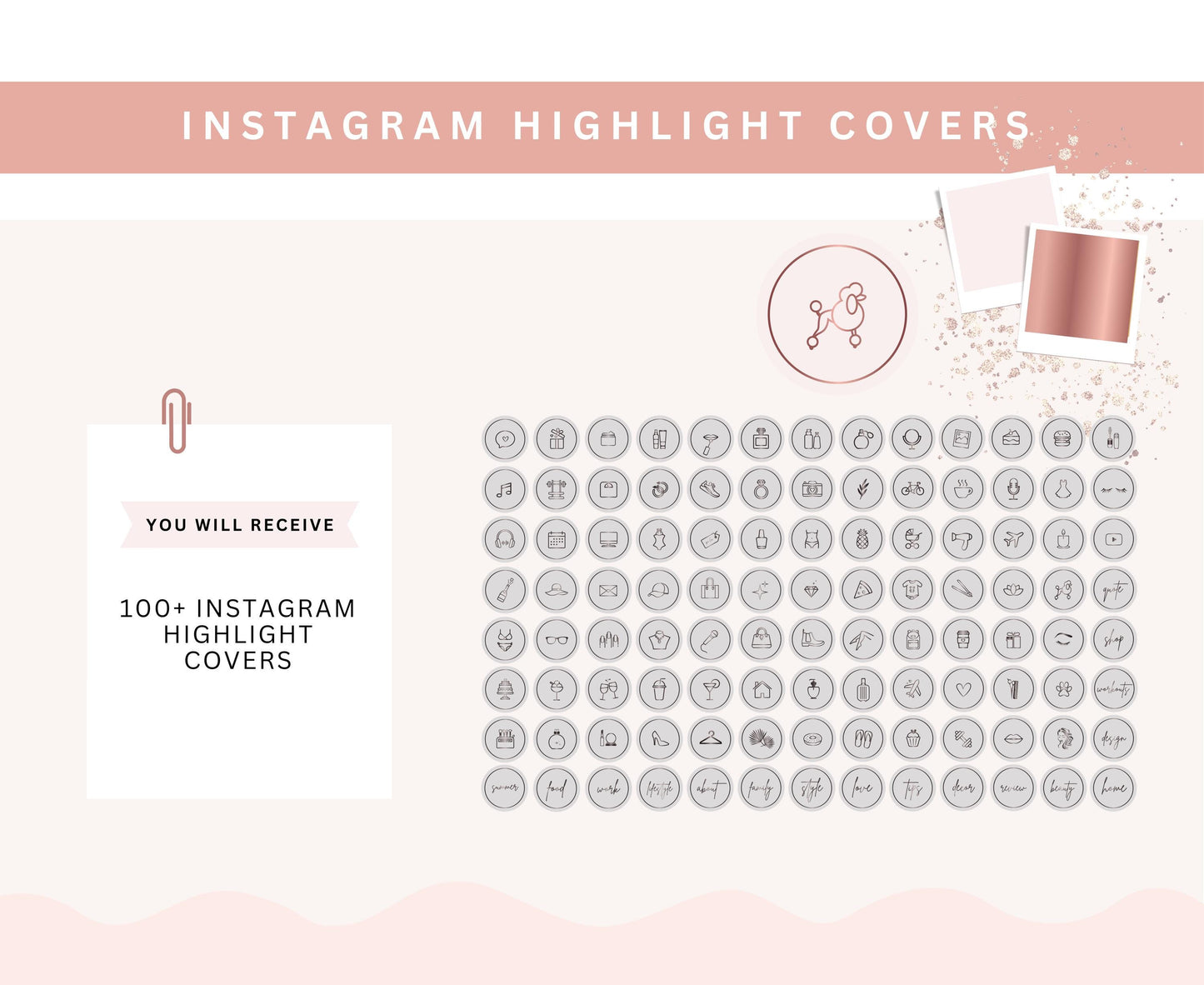 ROSE GOLD & PINK INSTAGRAM HIGHLIGHT COVERS