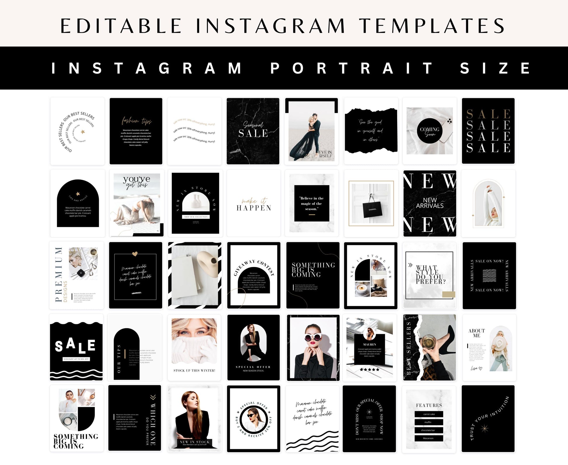 BLACK & GOLD INSTAGRAM BUNDLE TEMPLATES