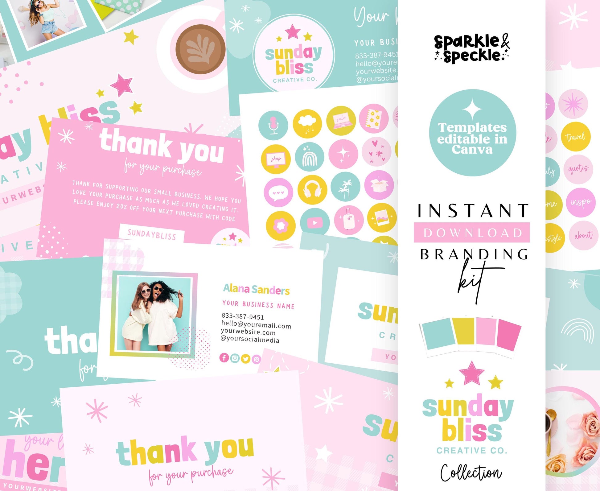 SUNDAY BLISS BUSINESS BRANDING KIT TEMPLATES