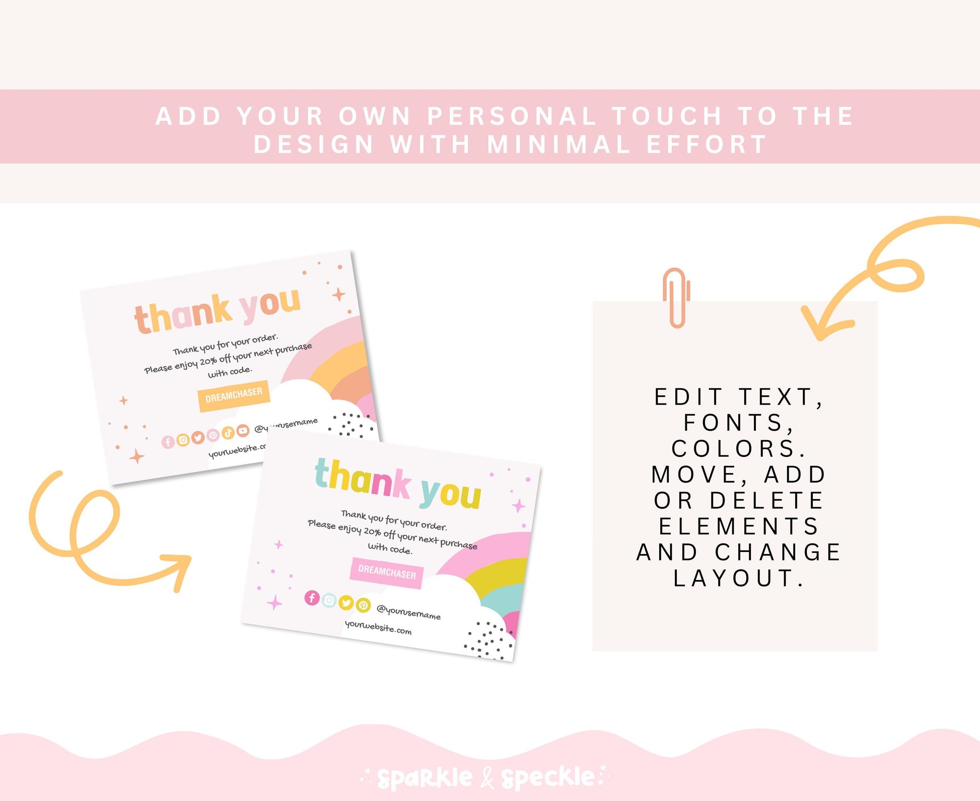 DREAM CHASER COLORFUL THANK YOU CARD TEMPLATE