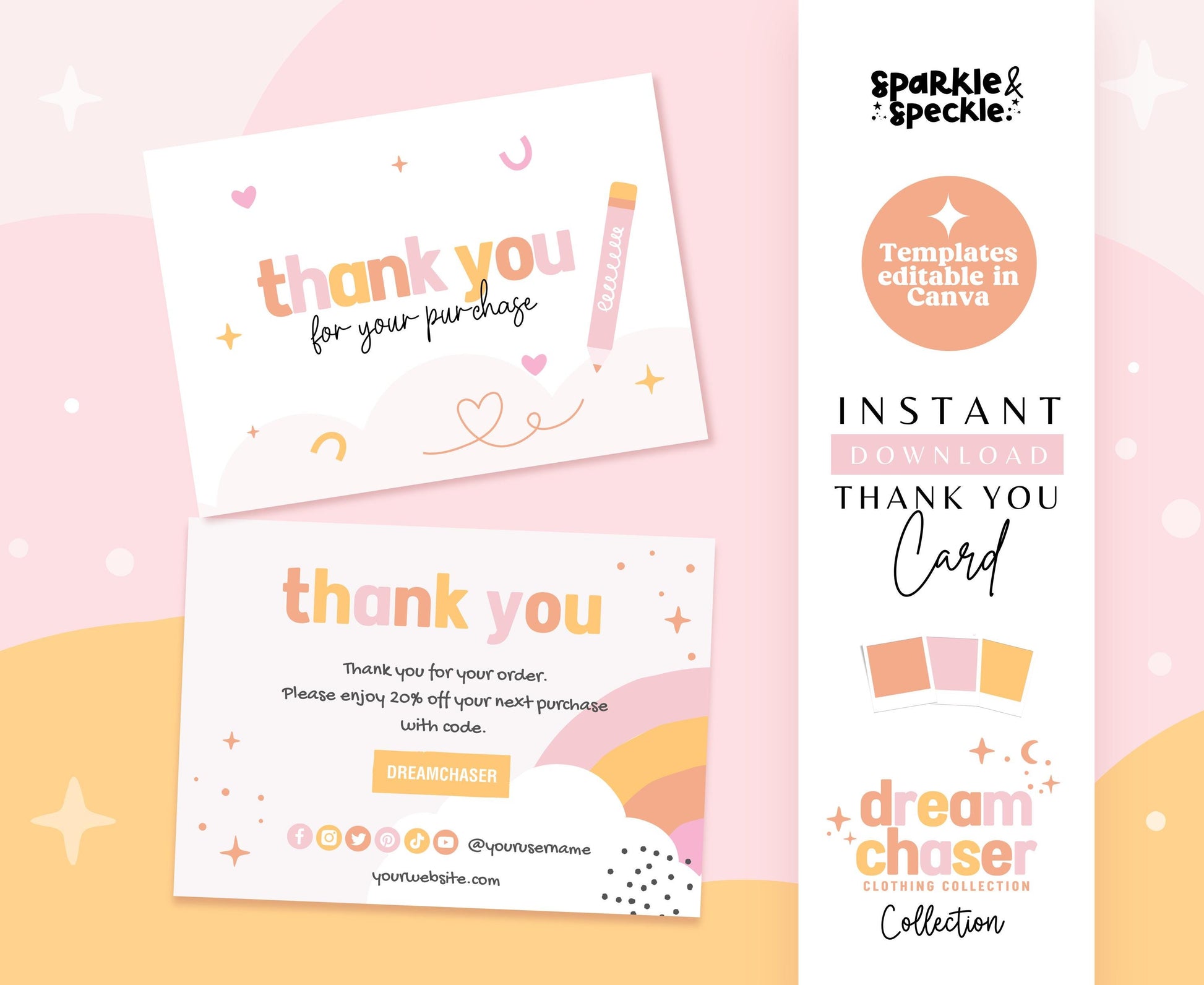 DREAM CHASER COLORFUL THANK YOU CARD TEMPLATE