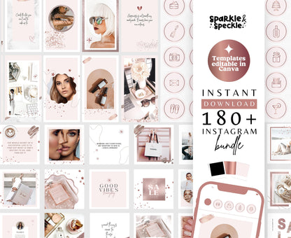 ROSE GOLD & PINK INSTAGRAM BUNDLE TEMPLATES